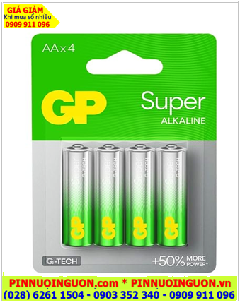 GP15A21SBC4 Super Alkaline, Pin AA 1.5v GP15A21SBC4 /LR6 Super Alkaline (Vỉ 4viên), MẪU MỚI