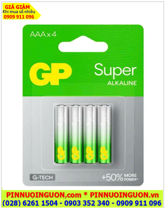 GP24AE-2BC4, Pin AAA 1.5v GP24AE-2BC4 Super Alkaline G-TECH 50% more power (Vỉ 02viên)