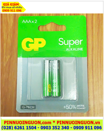 GP24AE-2BC2, Pin AAA 1.5v GP24AE-2BC2 Super Alkaline G-TECH 50% more power (Vỉ 02viên)